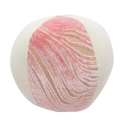 Pink and White Velvet Ball Pillow