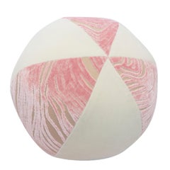 Pink and White Velvet Ball Pillow