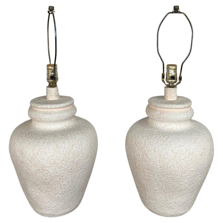 Pink and White Vintage Table Lamps 'No Shade' For Sale at 1stDibs