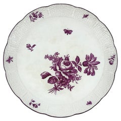 Antique Magenta and White Wedgwood Floral Cake Stand