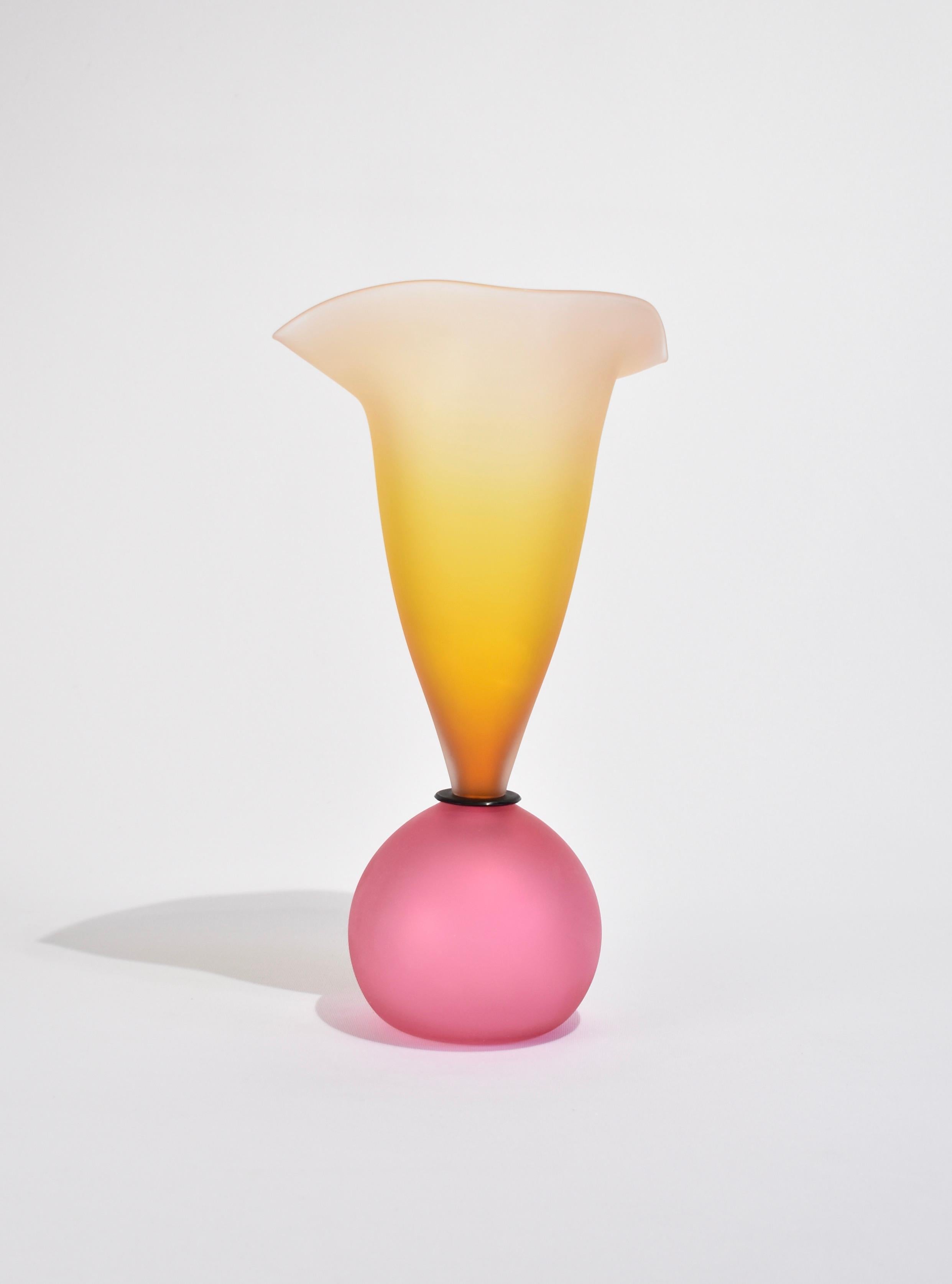 Hand-Crafted Pink and Yellow Bubble Vase