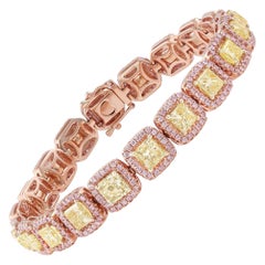 Pink and Yellow Diamond Rose Gold Bracelet