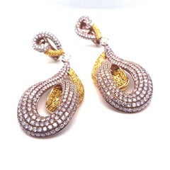 Pink and Yellow Diamond Swirl Earrings