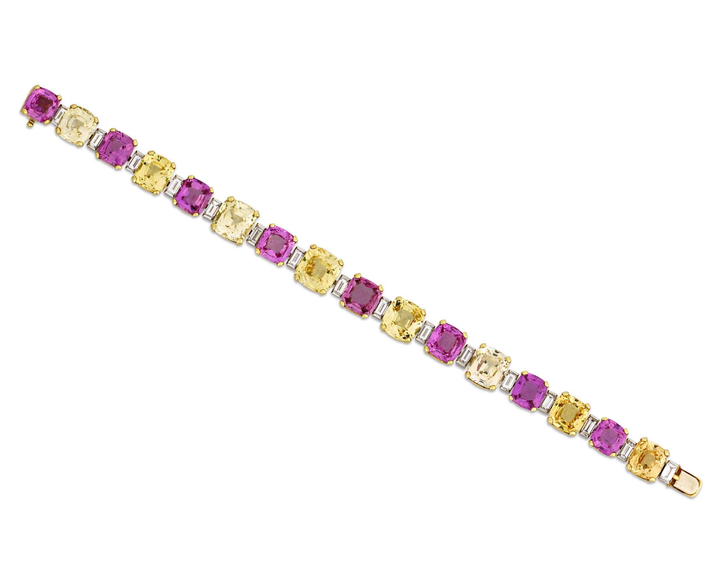 Rosa und gelbes Saphir-Armband (Moderne) im Angebot