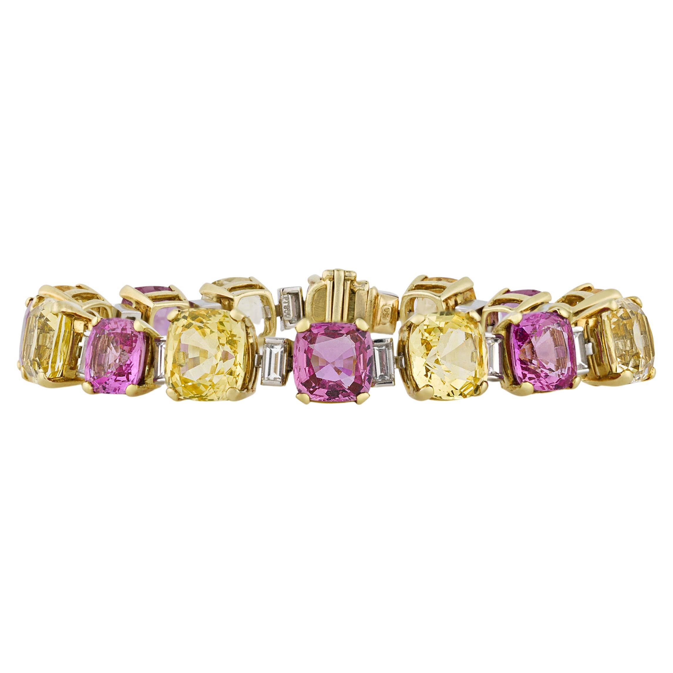 Pink and Yellow Sapphire Bracelet