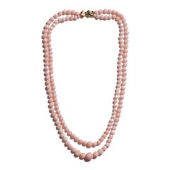 Pink Angel Skin Coral Necklace in 14K Yellow Gold