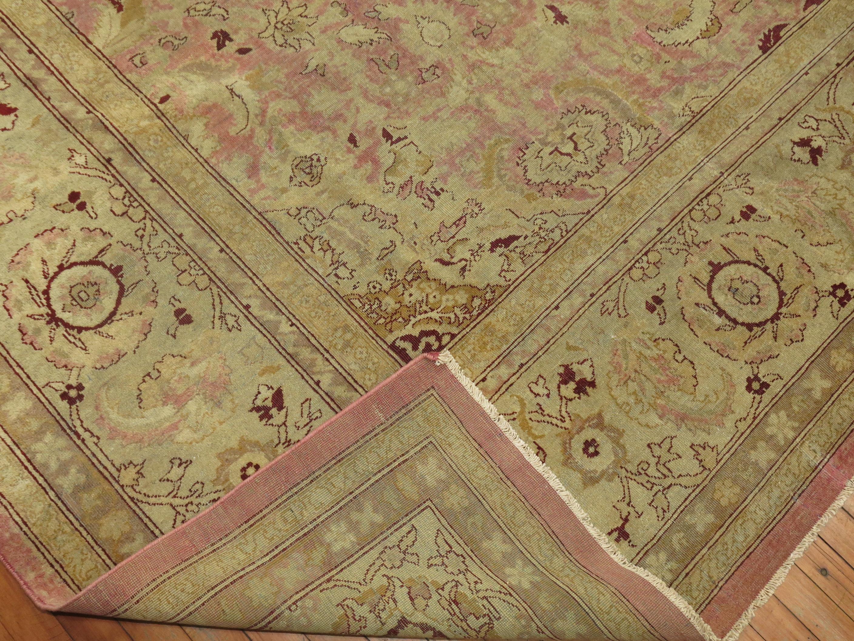 Pink Antique Indian Amritsar Square Rug 4