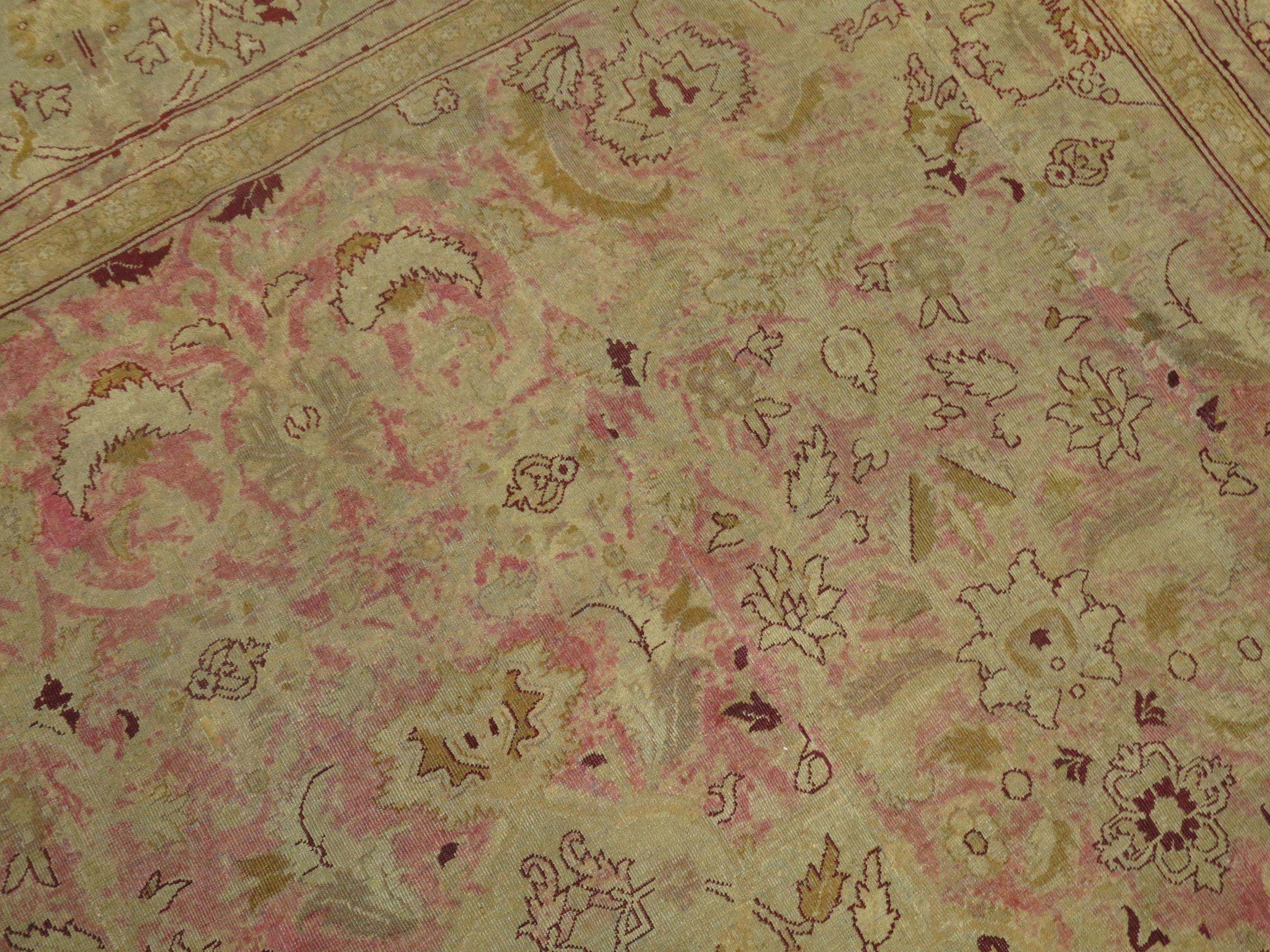 Pink Antique Indian Amritsar Square Rug 5