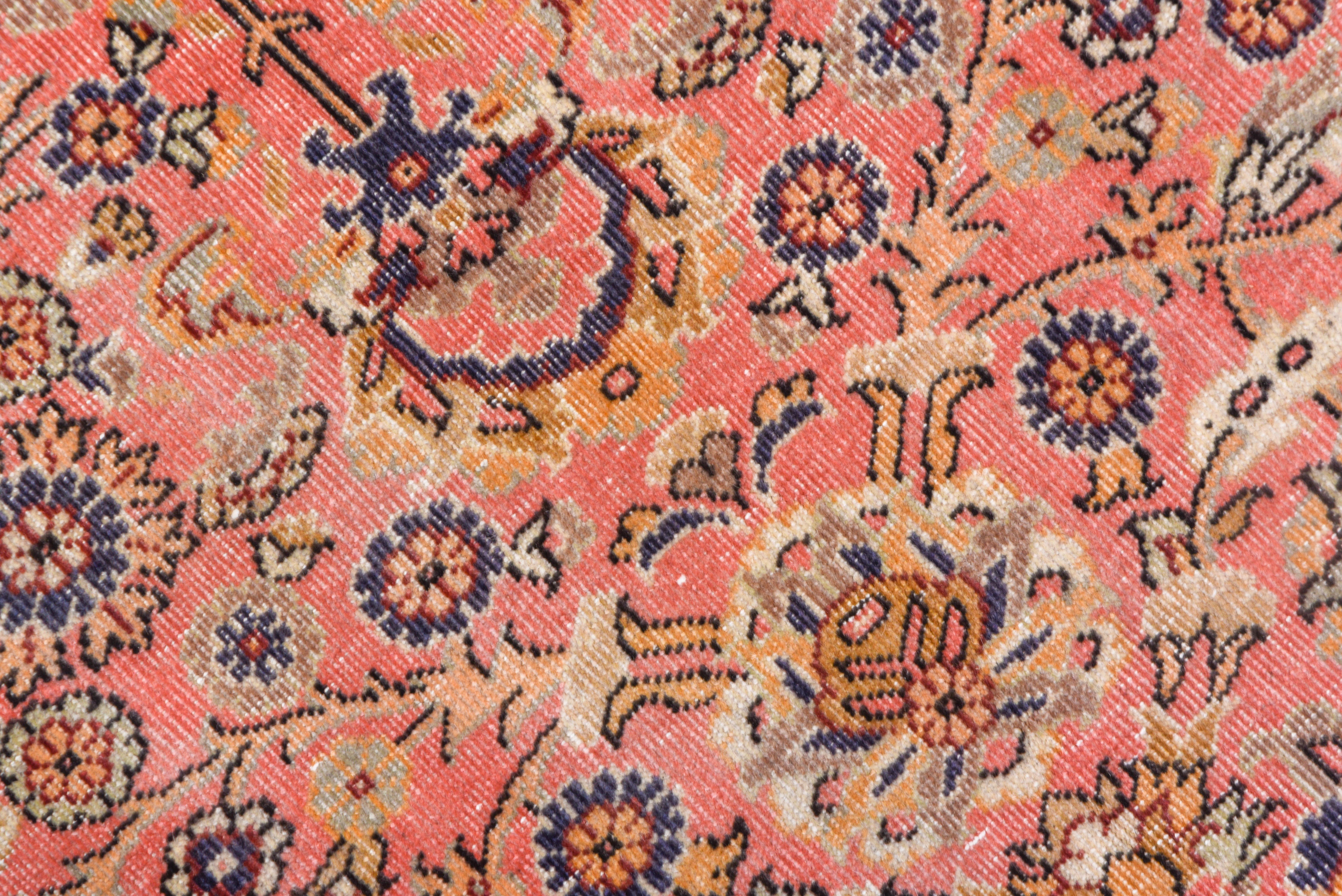 Hand-Knotted Pink Antique Turkish Sivas Carpet, circa 1930s For Sale