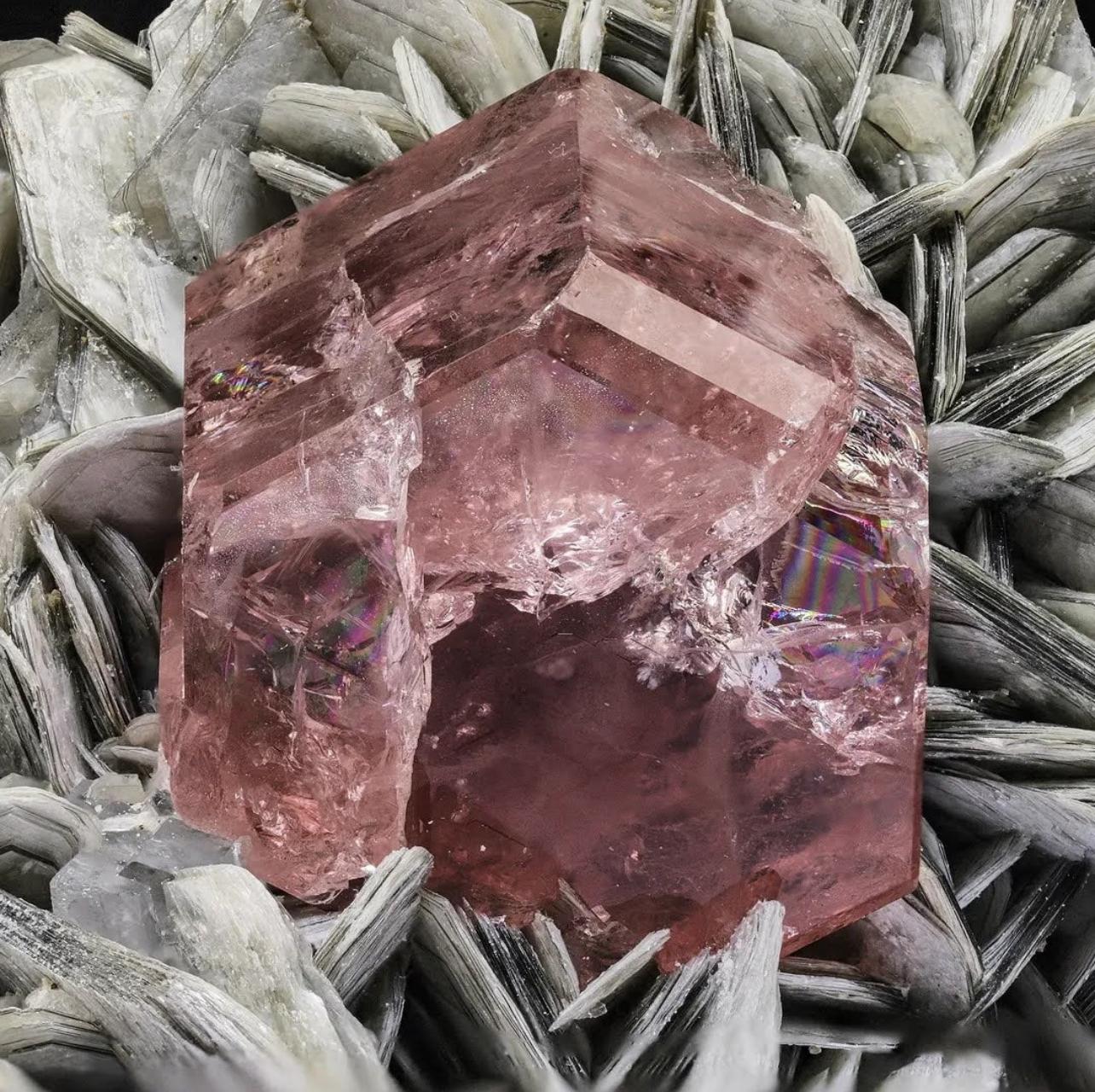 Modern Pink Apatite Crystal Nicely Positioned On Muscovite Matrix From Pakistan For Sale