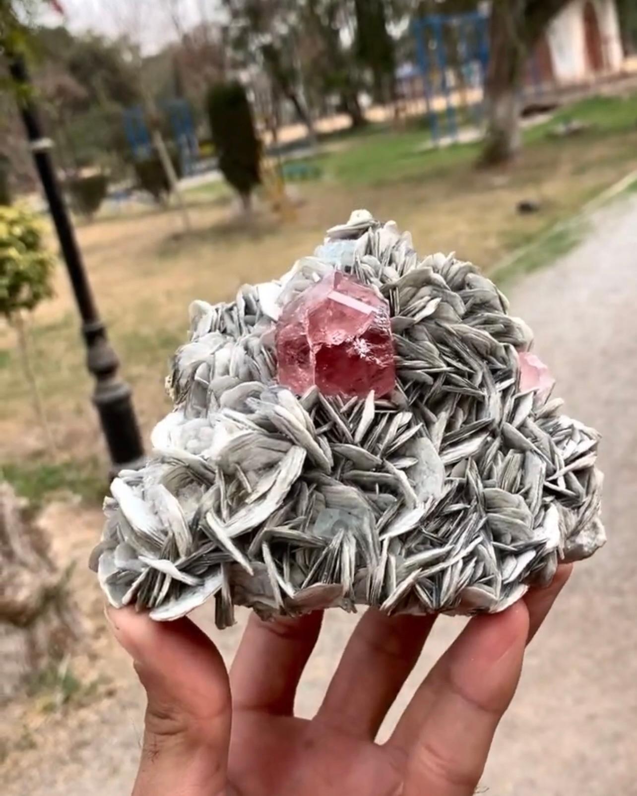 Other Pink Apatite Crystal Nicely Positioned On Muscovite Matrix From Pakistan For Sale