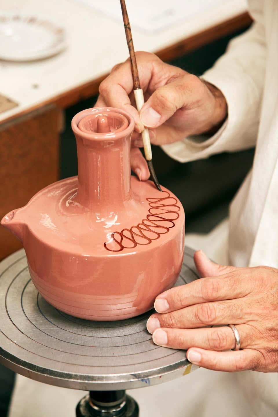Contemporary Pink Arab Coffee Set Doobide with Porcelain Finish 'Limited Edition of 50th' For Sale