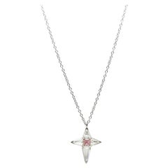 Pink Argyle Radiant Diamond and White Diamond Cross Pendant Necklace