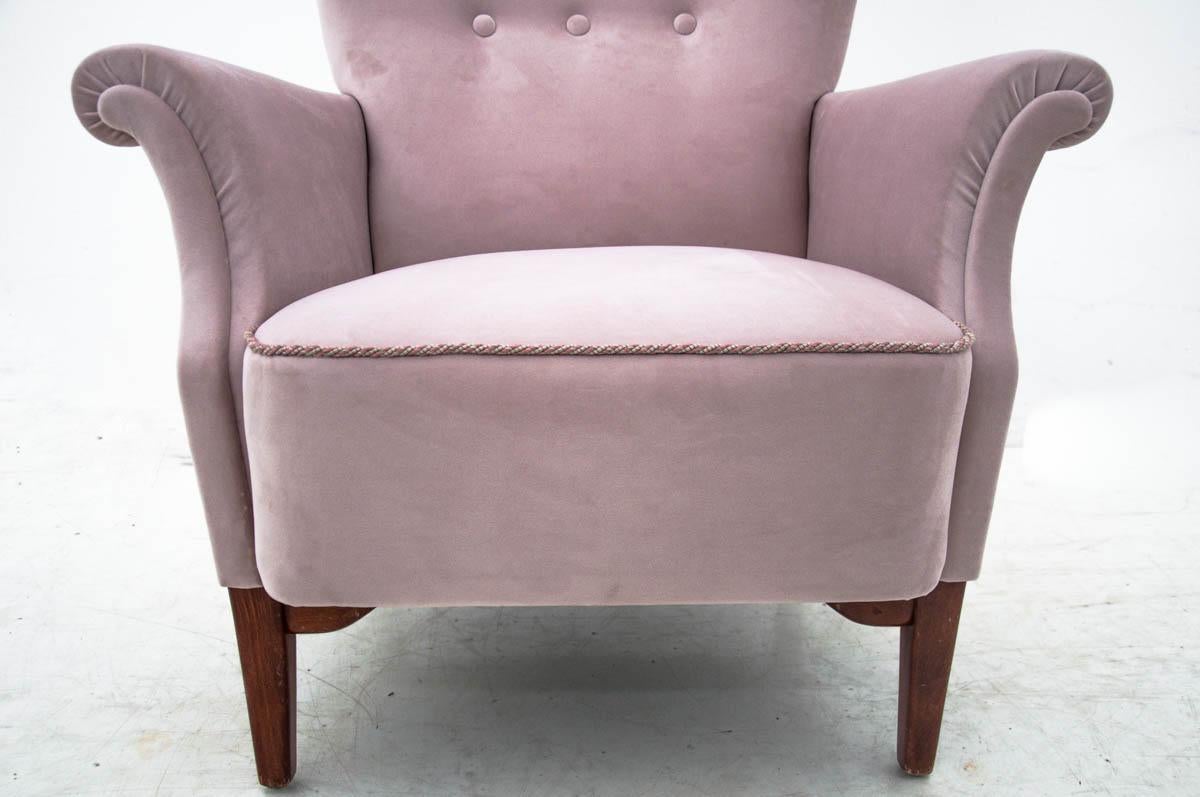 Pink Armchair, Scandinavia, circa 1950 In Good Condition In Chorzów, PL