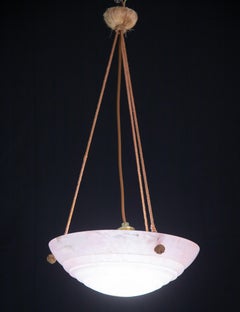 Pink Art Deco Alabaster Pendant, 1940s