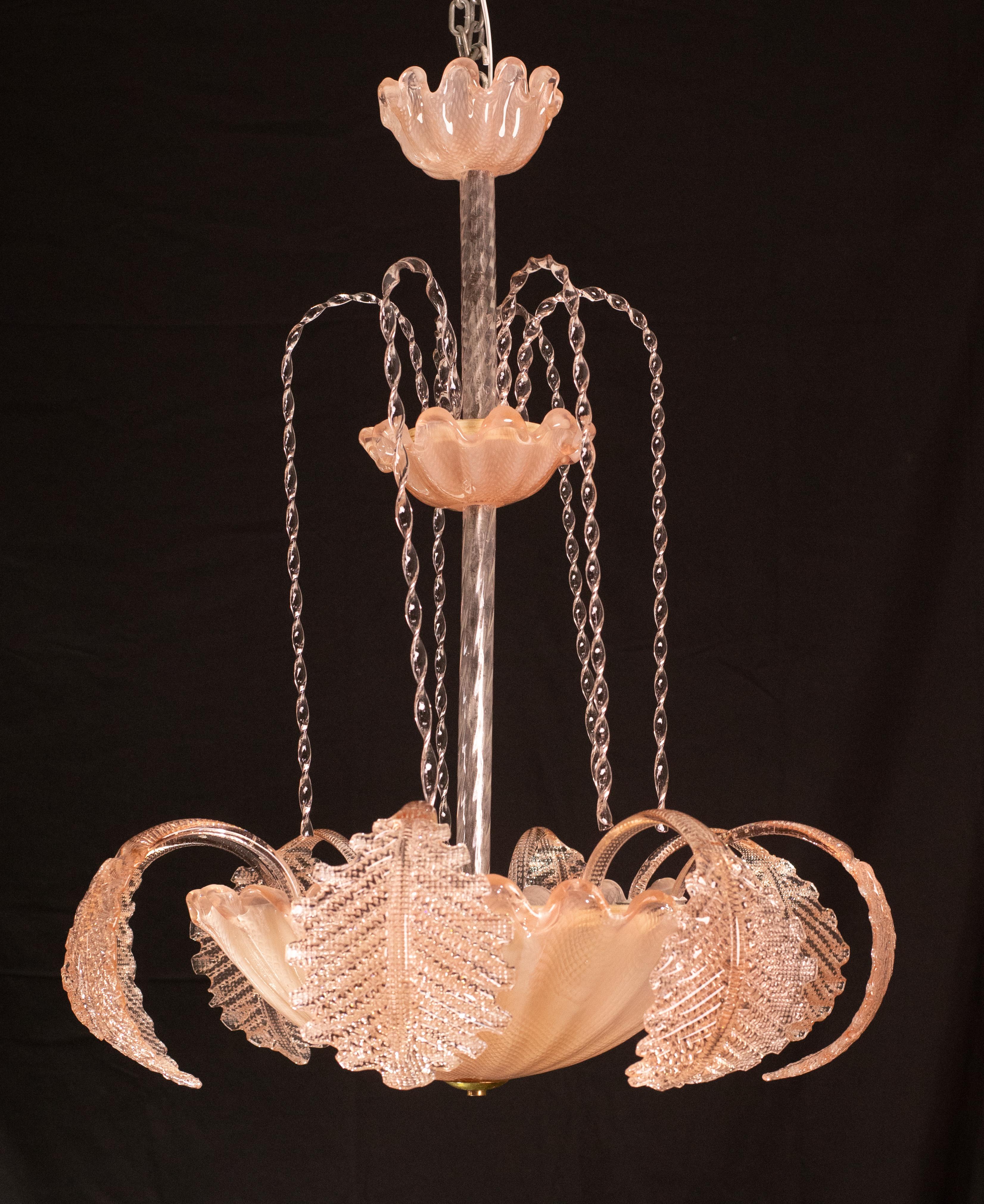 Mid-20th Century Pink Art Decò Barovier e Toso 