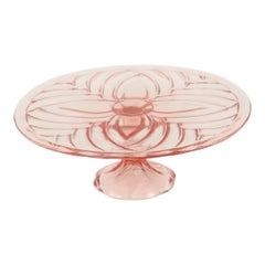 Pink Art Deco Cake Plate Pastry Dish Val Saint Lambert 34cm