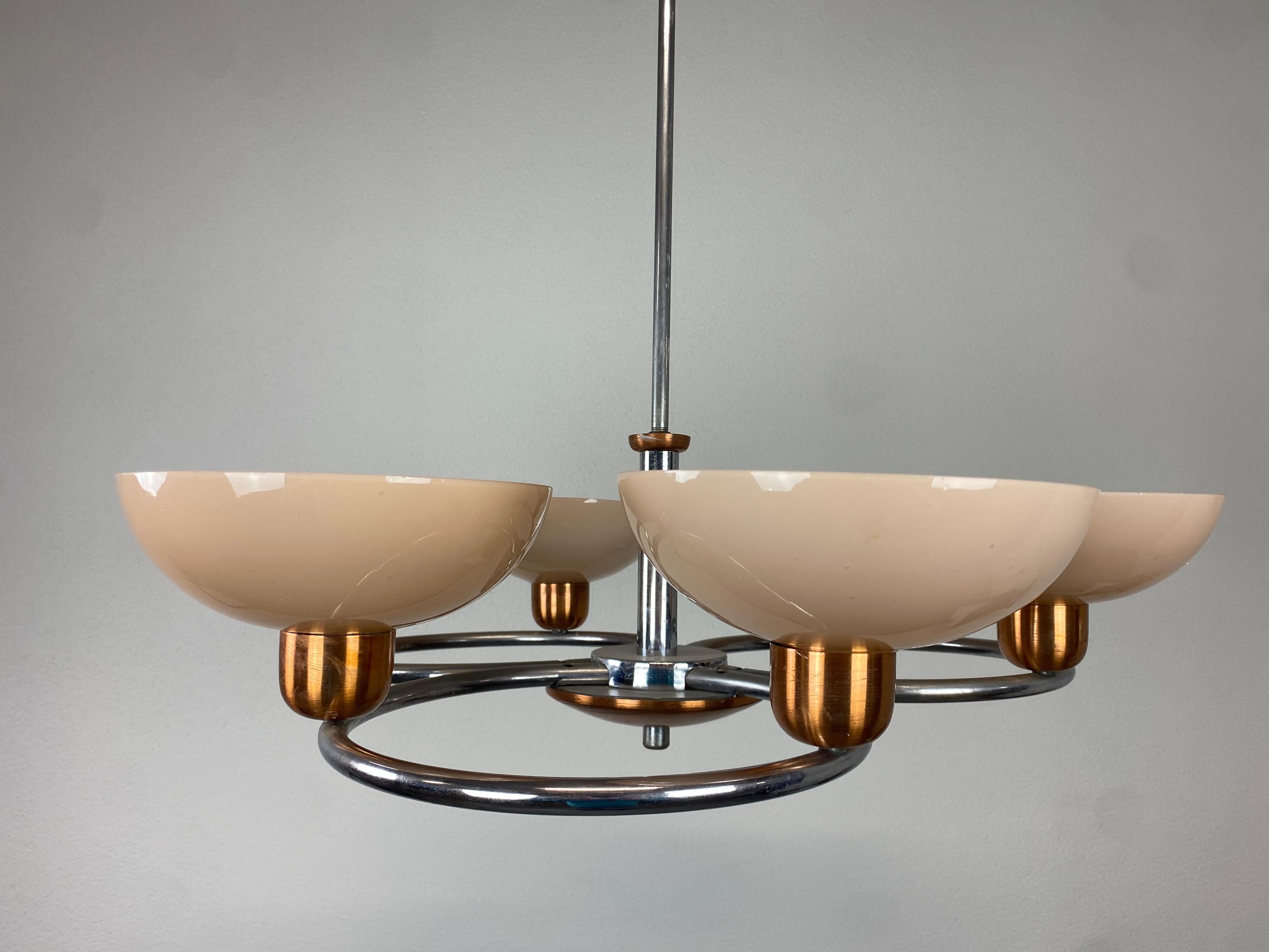 Slovak Pink Art Deco Chandelier For Sale