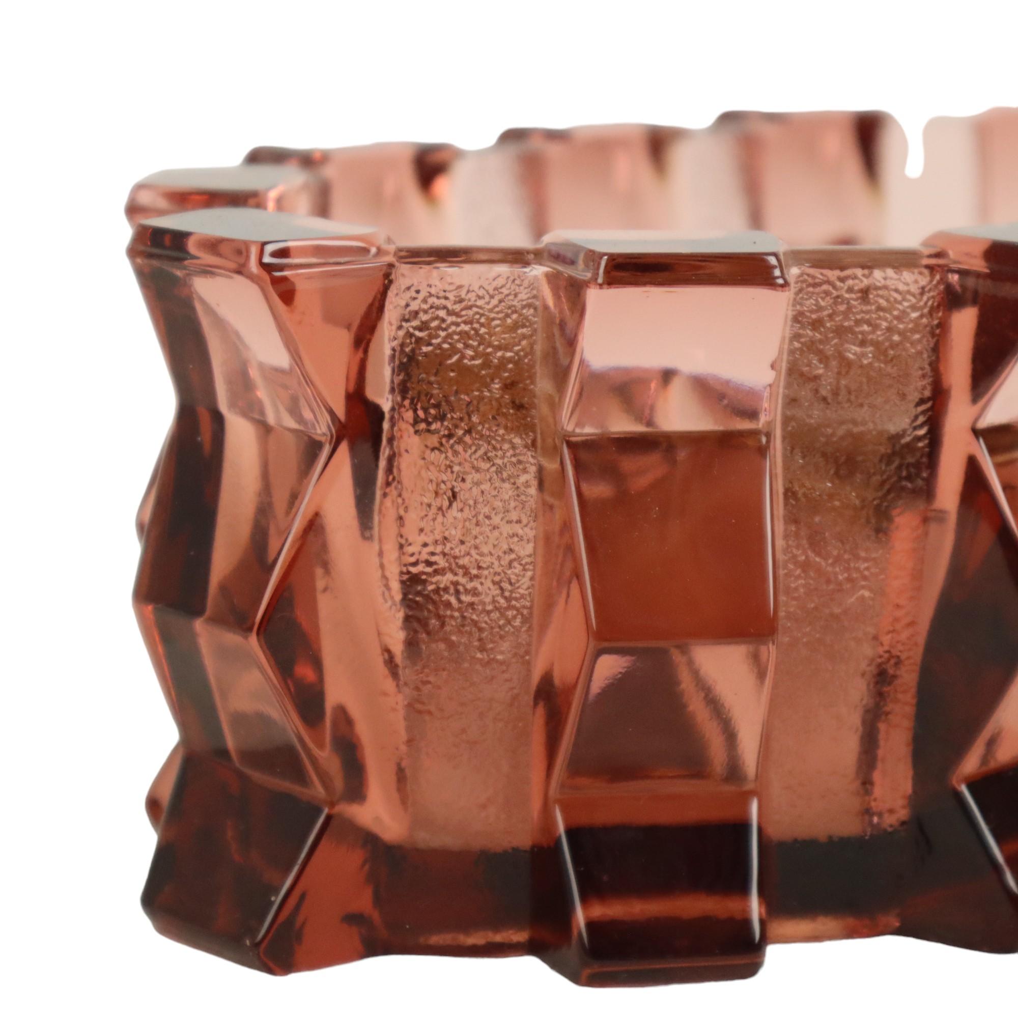 Rosa Art Deco Jardinière Kristallvase Pique Fleurs Cubist 5