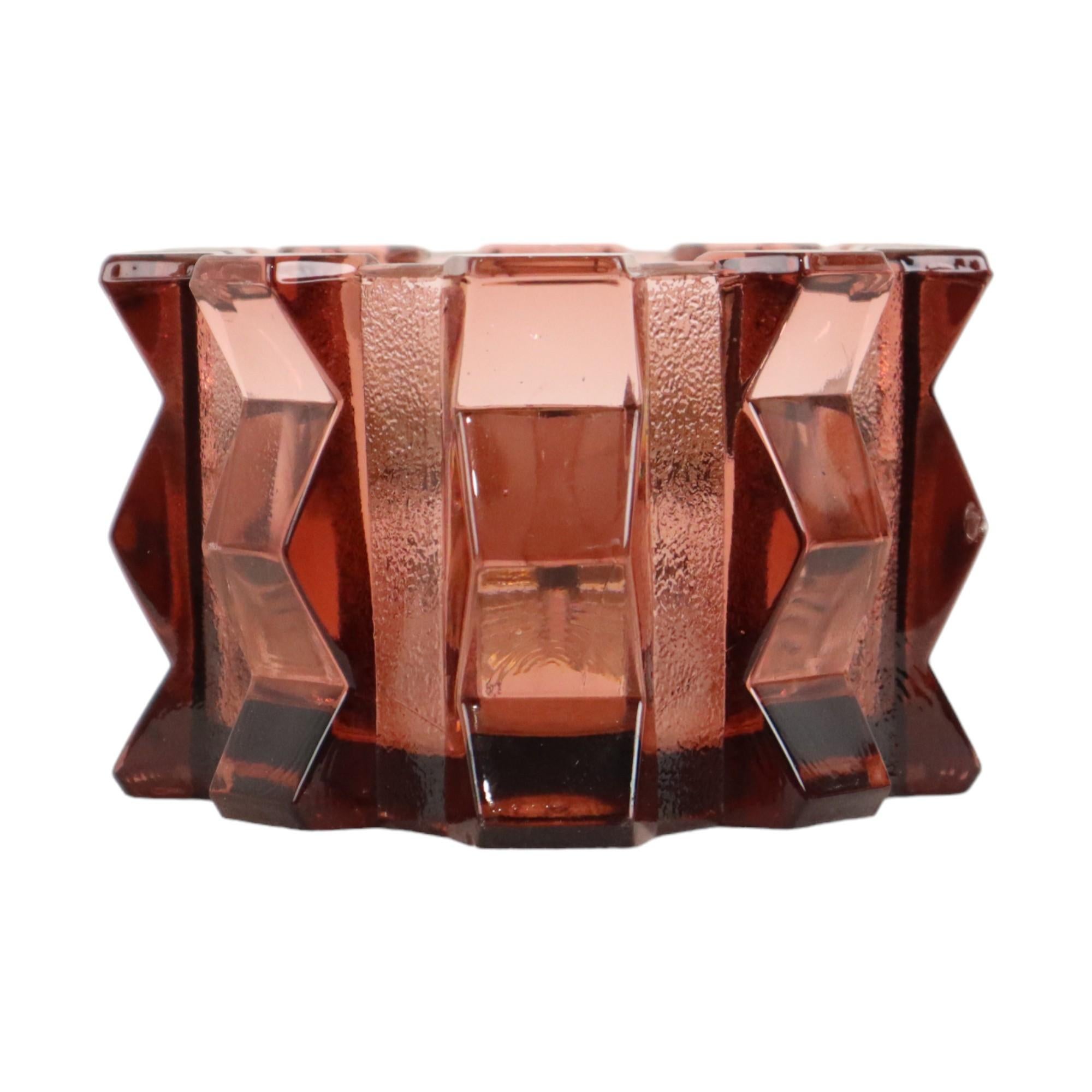 Rosa Art Deco Jardinière Kristallvase Pique Fleurs Cubist 2