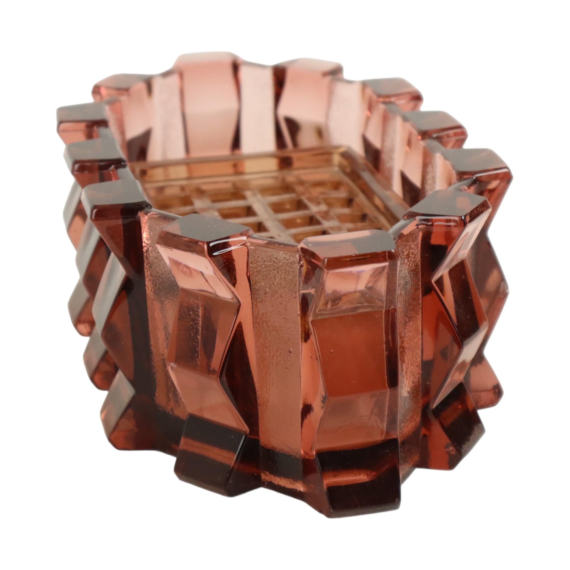 Rosa Art Deco Jardinière Kristallvase Pique Fleurs Cubist 3