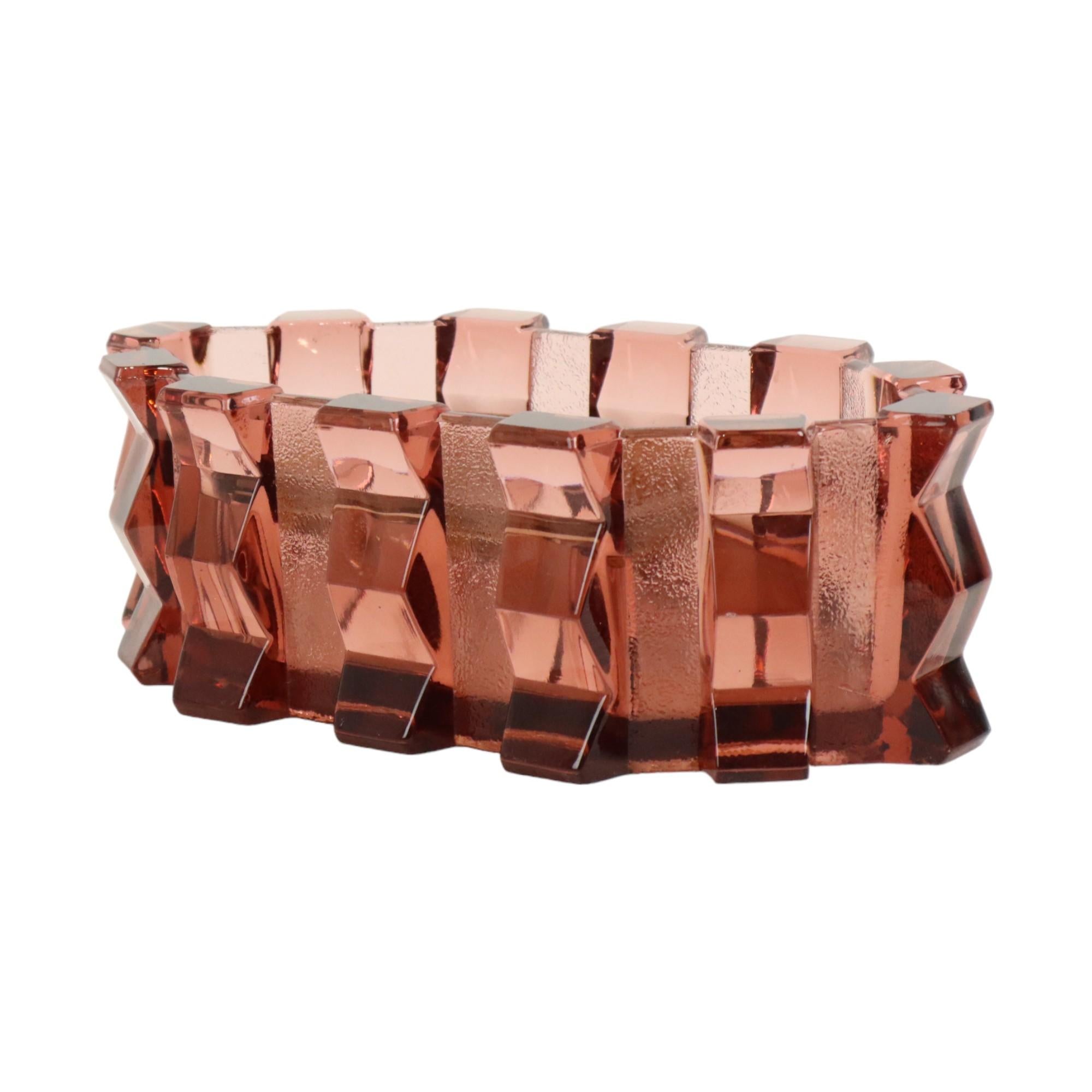 Rosa Art Deco Jardinière Kristallvase Pique Fleurs Cubist 4