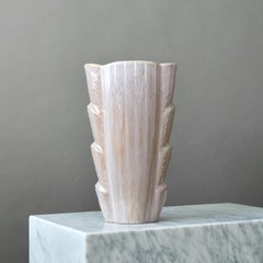 Pink Art Deco Stoneware Vase by Gunnar Nylund. Rorstrand, Sweden, 1930s.