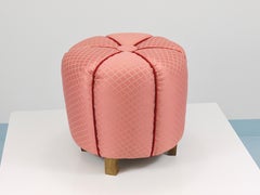 Pink Art Deco Stool / Tabouret / Pouf / Ottoman, Vienna, Austria, 1930s