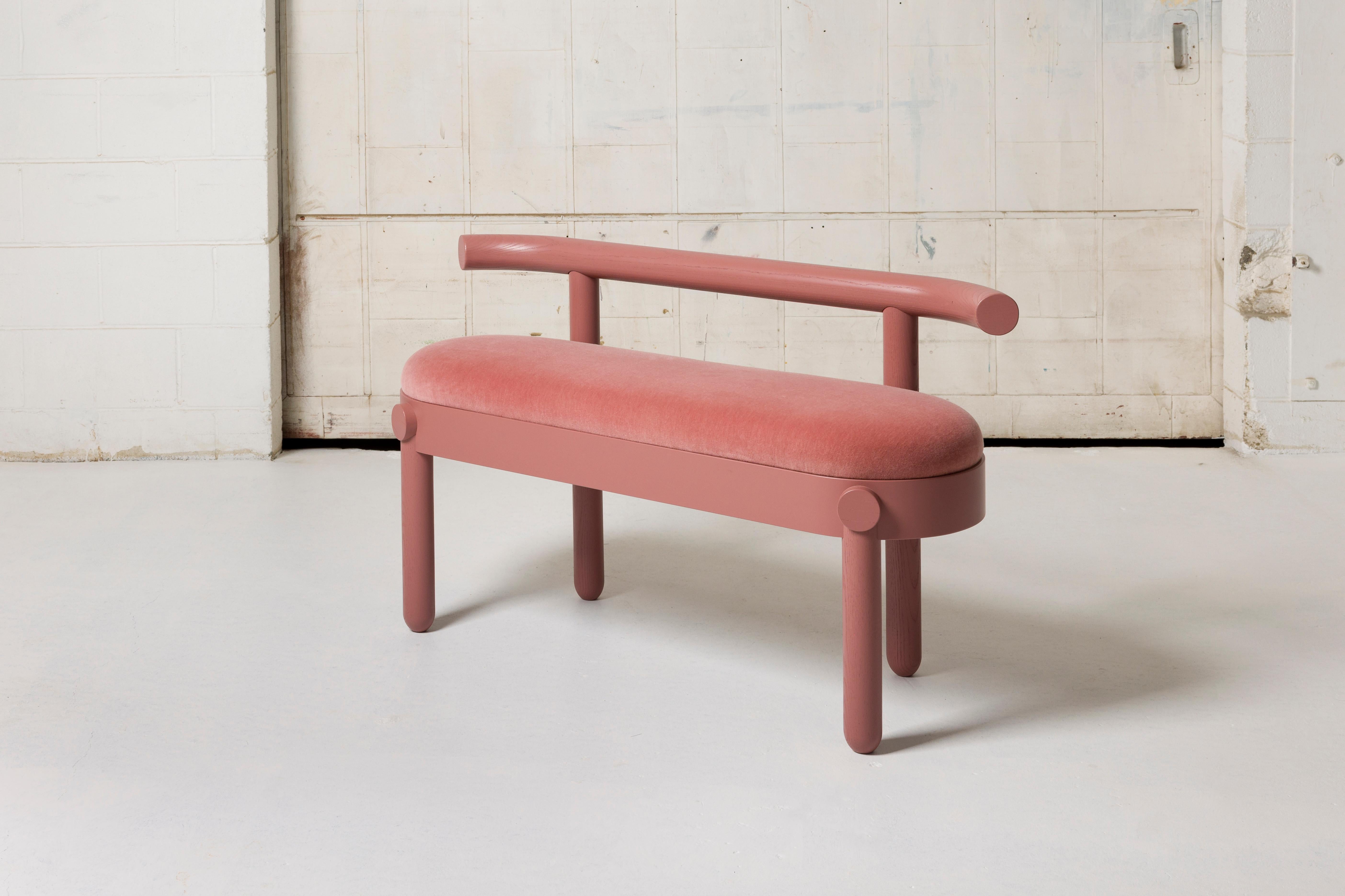 Banc à dossier en bois dur en frêne rose par BNF Studio Neuf - En vente à Geneve, CH