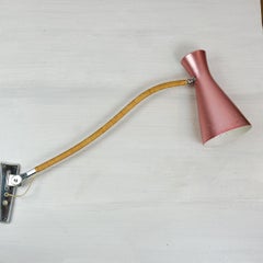 Pink Austrian Mid Century adjustabale Wall Lamp attr. to Rupert Nikoll
