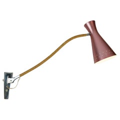 Pink Austrian Mid Century adjustabale Wall Lamp attr. to Rupert Nikoll