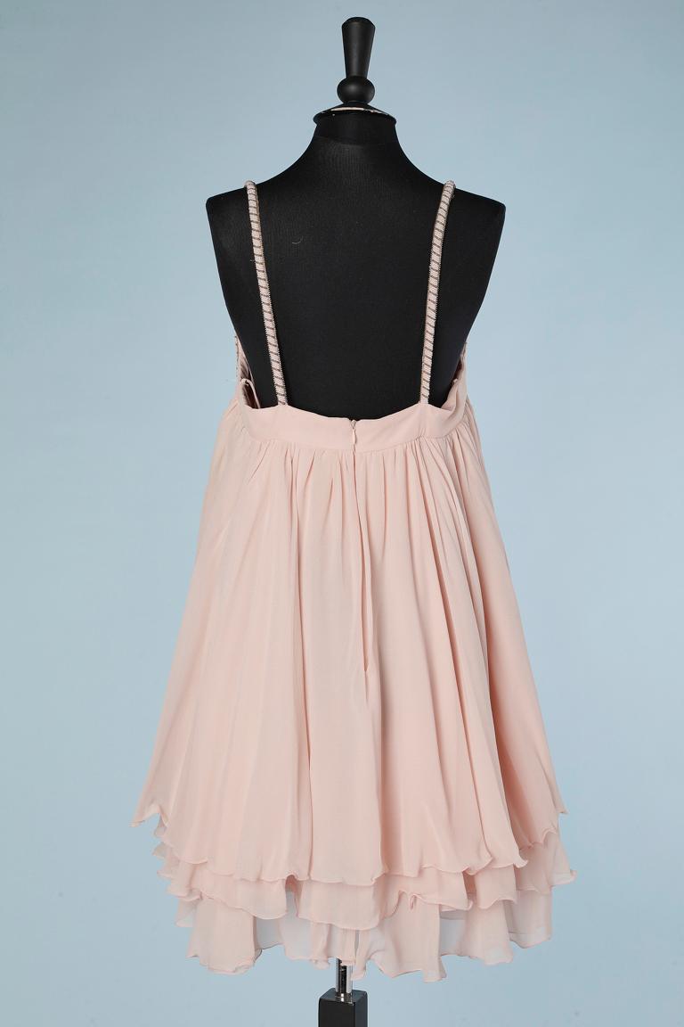 Women's Pink baby-doll cocktail dress with embroidered bra Gai Mattiolo Couture  For Sale