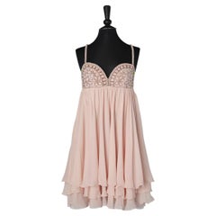 Pink baby-doll cocktail dress with embroidered bra Gai Mattiolo Couture 