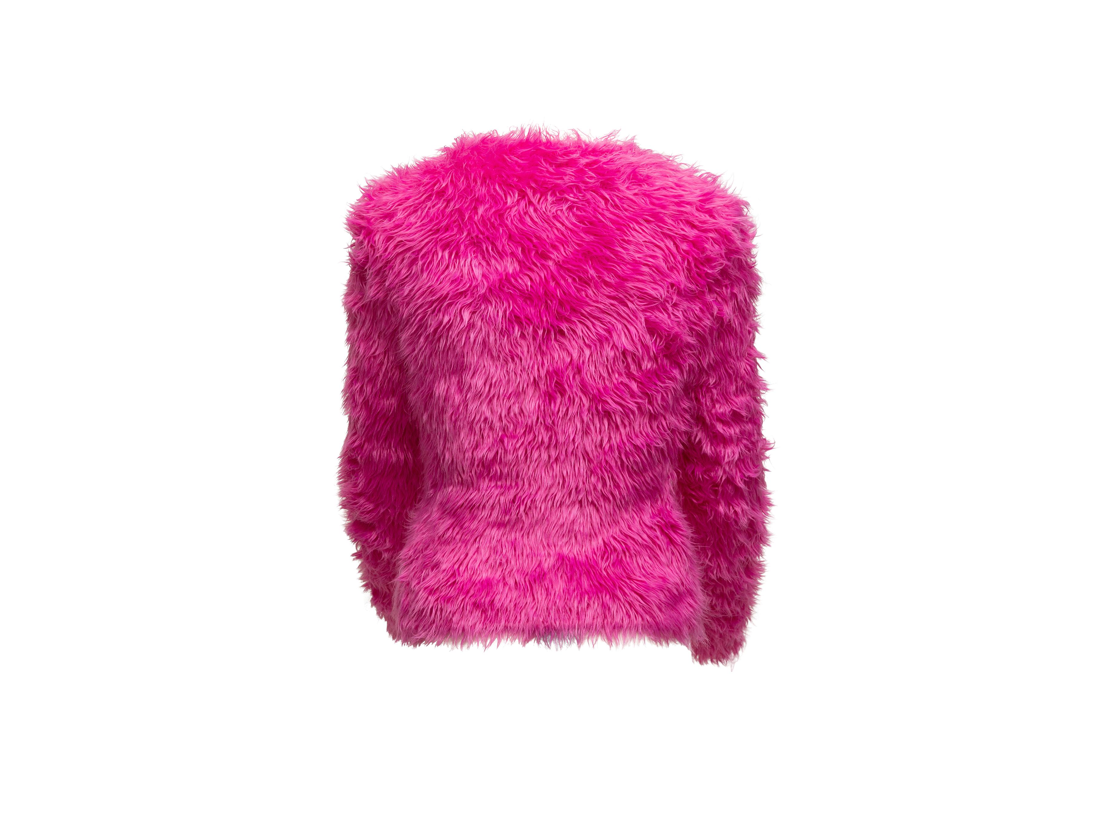 Product details: Pink fuzzy crew neck long sleeve sweater by Balenciaga. 28