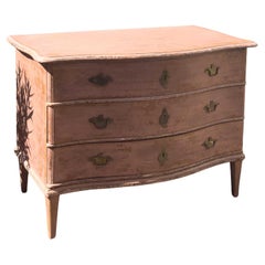 Pink Baroque Chest of Drawers with Brass Fittings, 18th Century