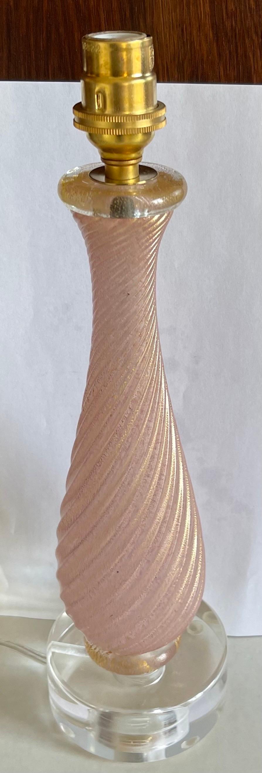Hollywood Regency Pink Barovier & Toso Murano Glass Table Lamp