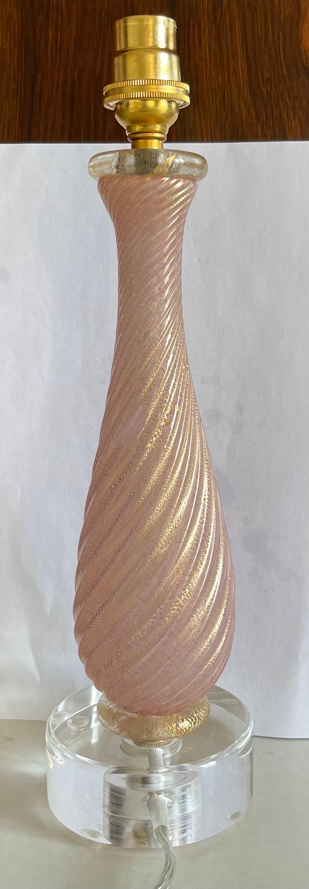 Mid-20th Century Pink Barovier & Toso Murano Glass Table Lamp