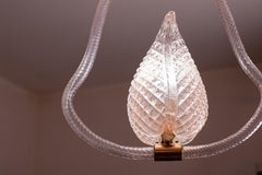 Rosa Barvovier- und Toso-Pendelleuchte aus Muranoglas, 1950er Jahre