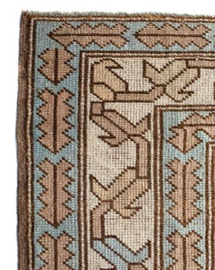 Pink, Beige and Gold Handmade Wool Turkish Old Anatolian Konya Distressed Rug