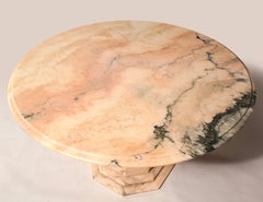 Pink Beige Black Round Marble Centre Dining Table, Late 20th Century, France