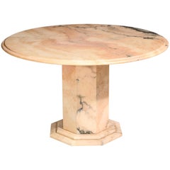 Pink Beige Black Round Marble Centre Dining Table, Late 20th Century, France