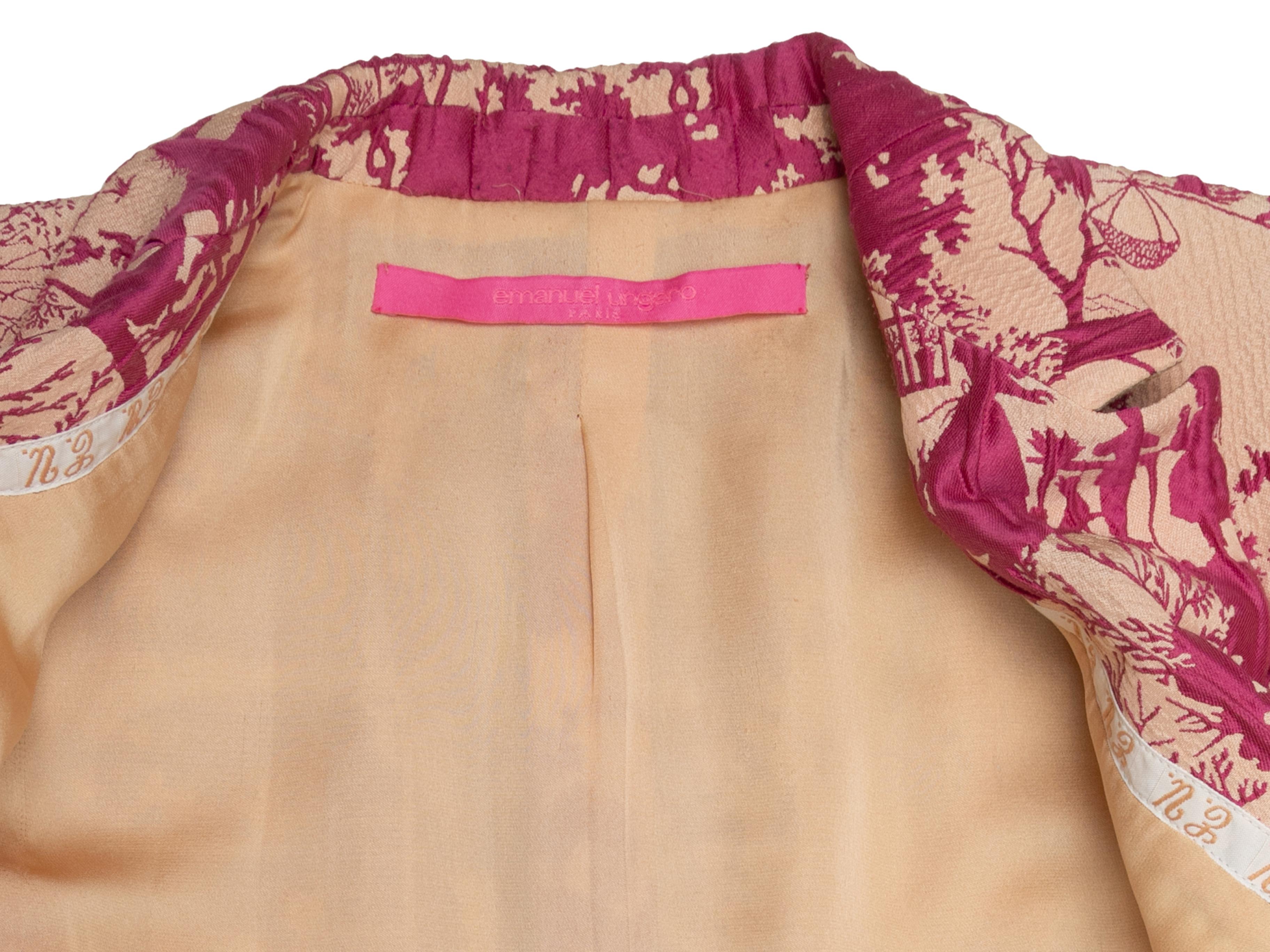 Women's Pink & Beige Emanuel Ungaro Jacquard Patterned Blazer Size US S