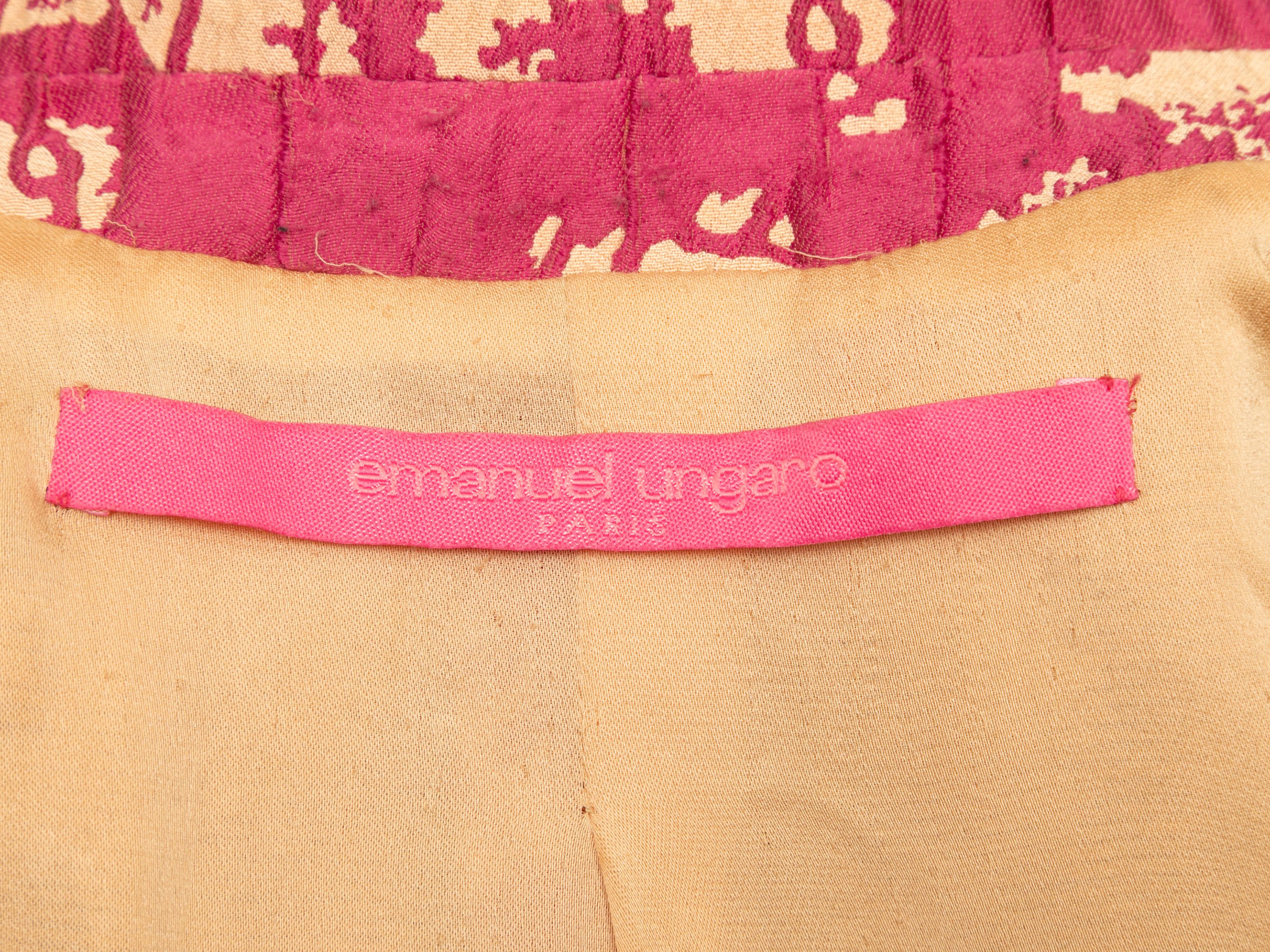 Pink & Beige Emanuel Ungaro Jacquard Patterned Blazer Size US S 1