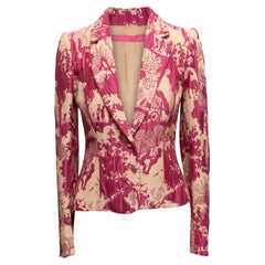 Pink & Beige Emanuel Ungaro Jacquard Patterned Blazer Size US S
