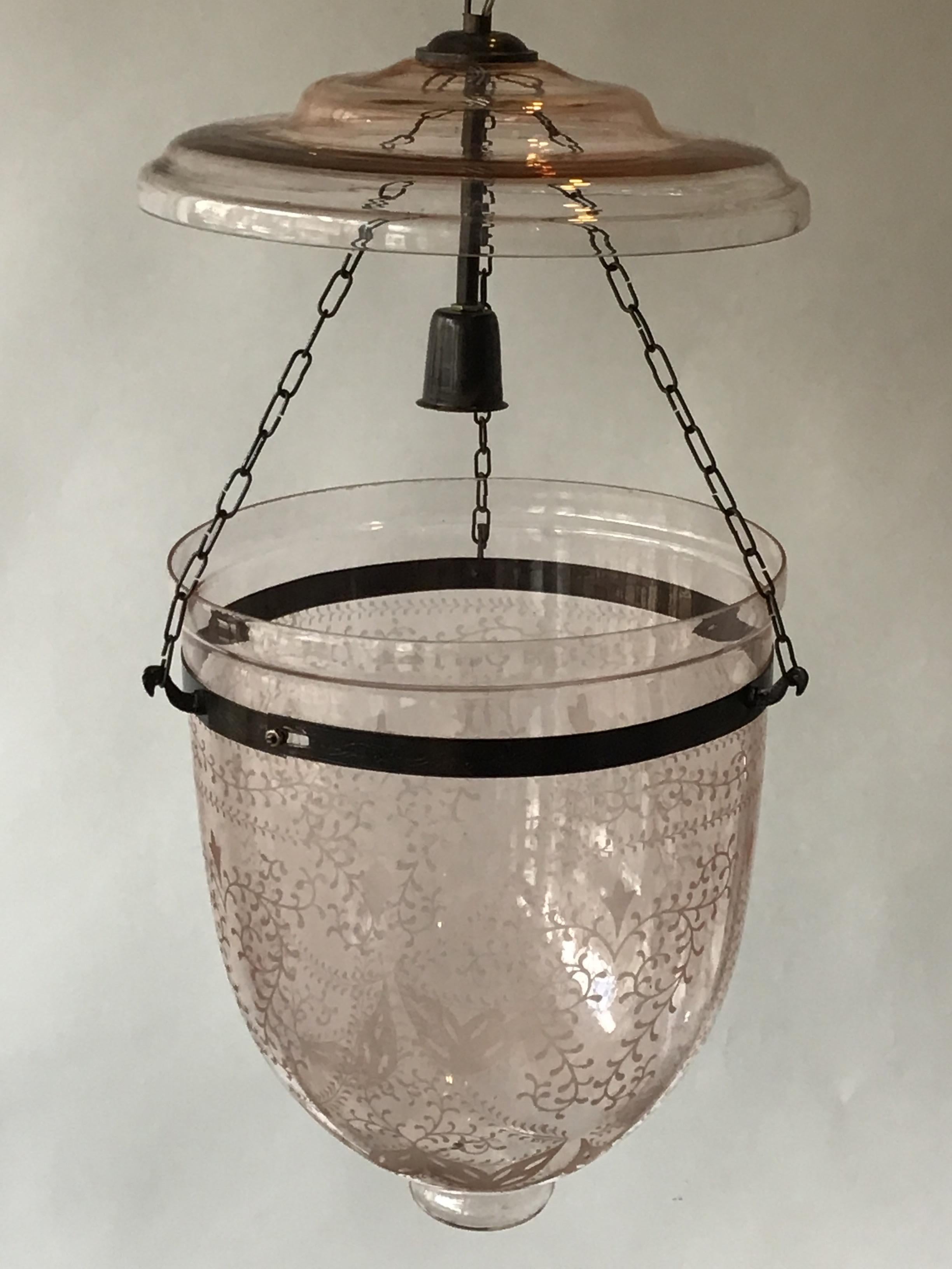 Pink Bell Jar Lantern In Good Condition In Tarrytown, NY