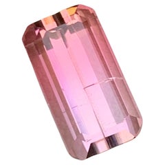 Pink Bicolor Natural Tourmaline Gemstone 4.30 Carat Emerald Cut  Ring, Jewelry