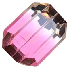 Pink Bicolor Natural Tourmaline Ring Loose Gemstone, 1.75 Ct-Emerald/Octagon Cut