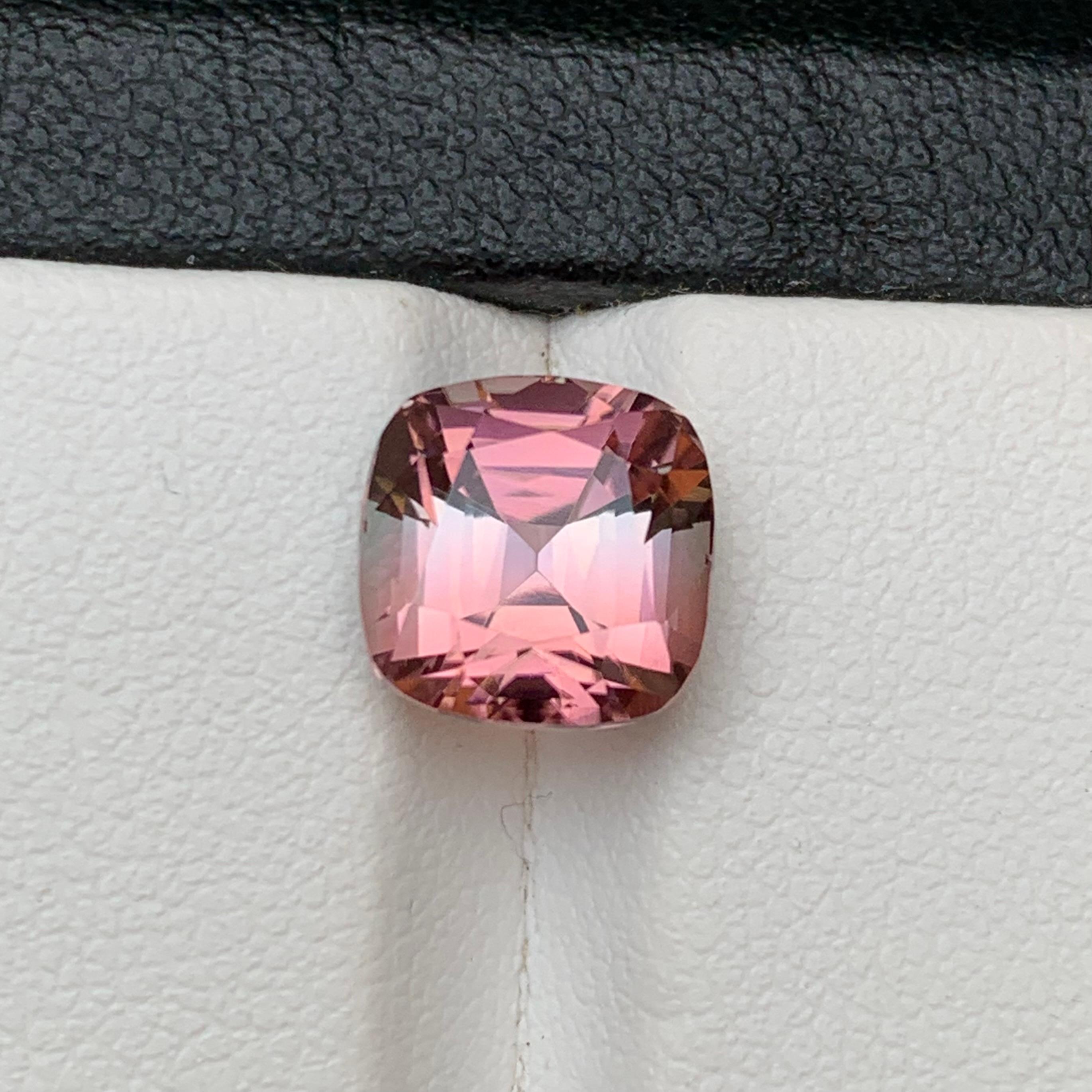 Pink Bicolor Natural Tourmaline Ring Loose Gemstone 4.15 Ct Cushion Cut-Jewelry For Sale 5