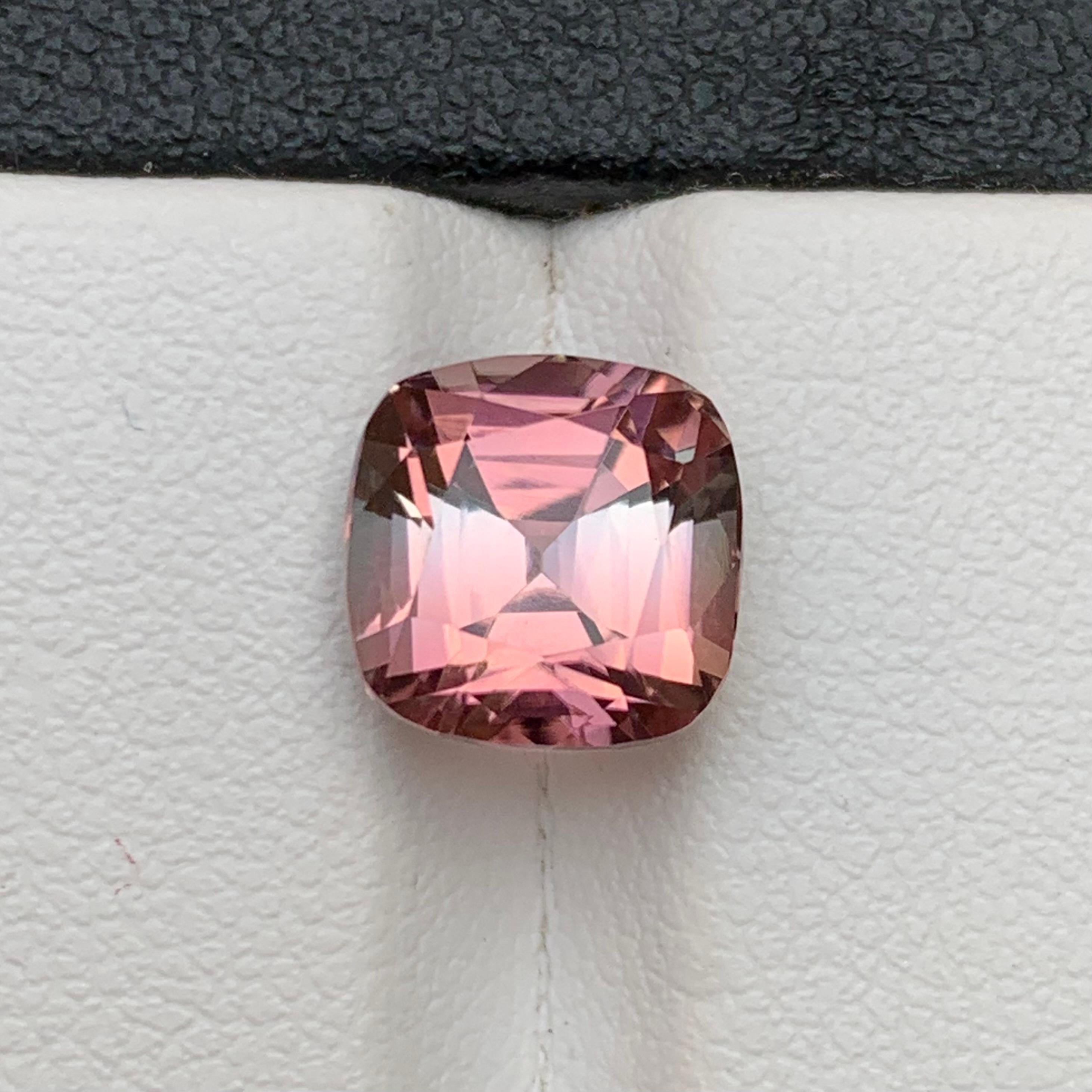 Pink Bicolor Natural Tourmaline Ring Loose Gemstone 4.15 Ct Cushion Cut-Jewelry For Sale 6