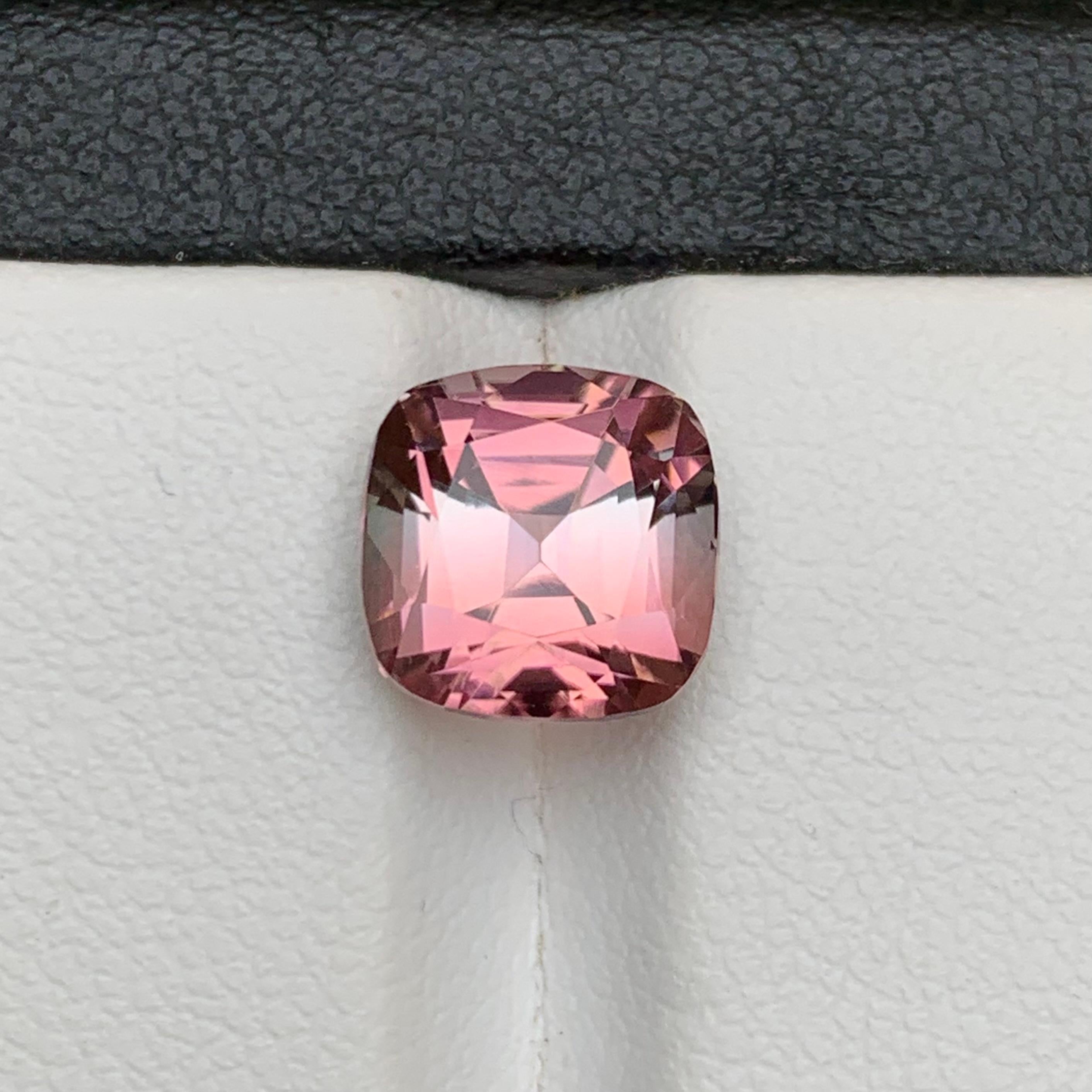 Pink Bicolor Natural Tourmaline Ring Loose Gemstone 4.15 Ct Cushion Cut-Jewelry For Sale 7